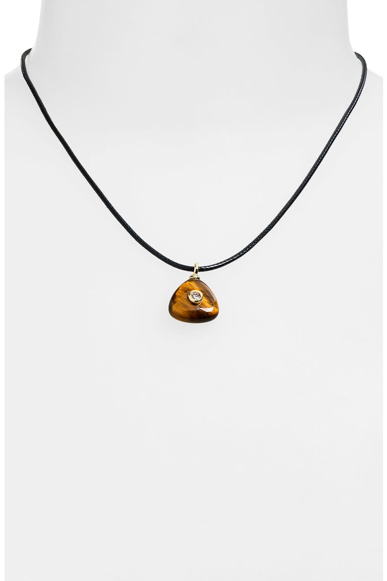 Tiger's Eye Pendant Cord Necklace, Alternate, color, BROWN
