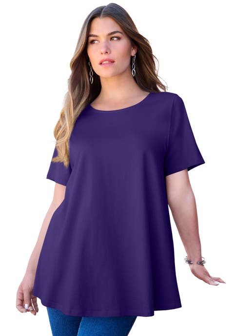 Plus Size Ultimate Cotton Crewneck Short Sleeve Swing Tee