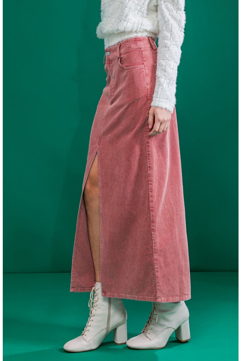 Washed Corduroy Maxi Skirt, Alternate, color, MAUVE