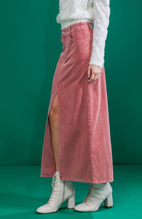 Flying Tomato Washed Corduroy Maxi Skirt In Pink
