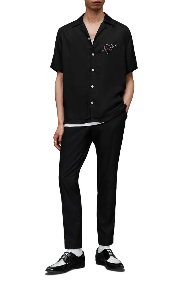 AllSaints Vendetta Embroidered Camp Shirt, Alternate, color, 