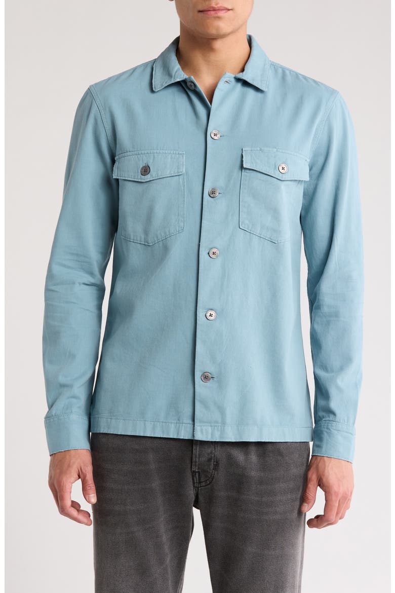 Aerial Slim Fit Organic Cotton Shirt Jacket, Main, color, DUSTY BLUE