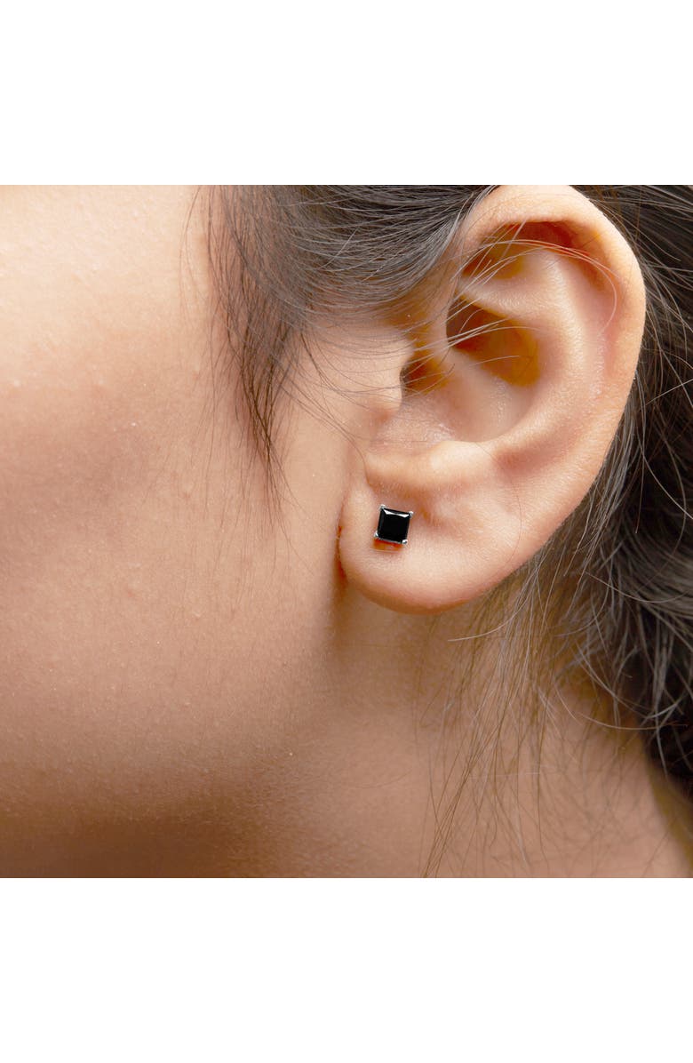 Haus of Brilliance 14K White Gold 5/8 Ct Princess Black Diamond Stud Earrings with Push Backs, Alternate, color, White