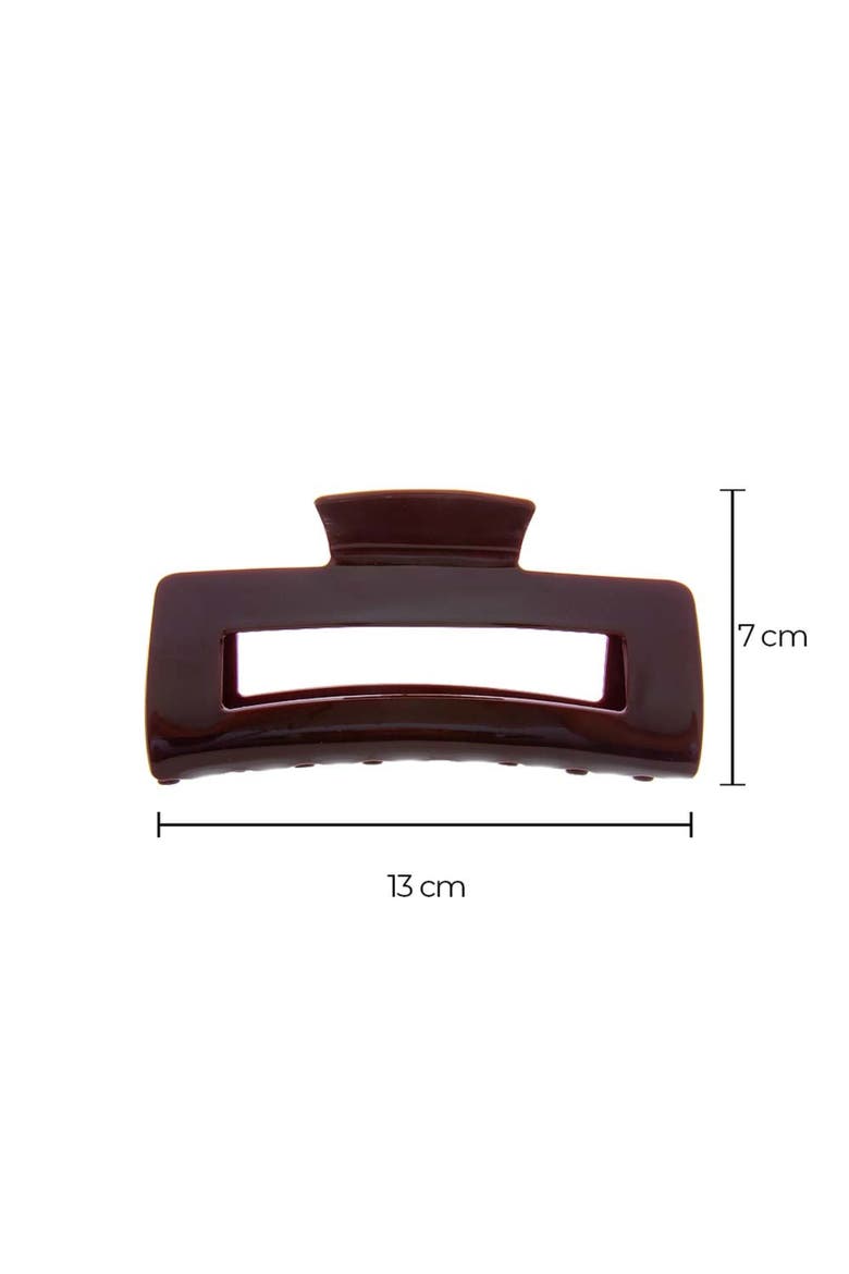 Large Colored Gloss Cutout Claw Clip, Alternate, color, Burgundy & Brown