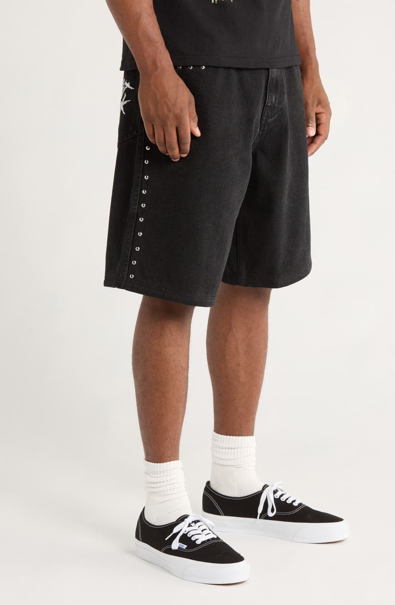 PLEASURES Lucky Stud Jorts, Alternate, color, Black