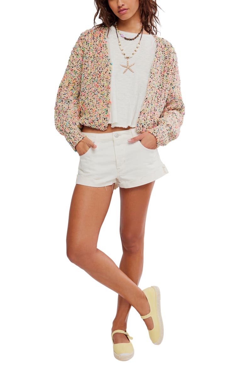 Flea Market Crop Cardigan, Alternate, color, NEON SAND COMBO