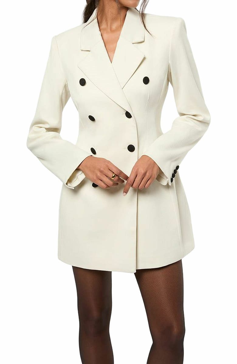 WeWoreWhat Peplum Blazer Mini Dress, Alternate, color, Ivory