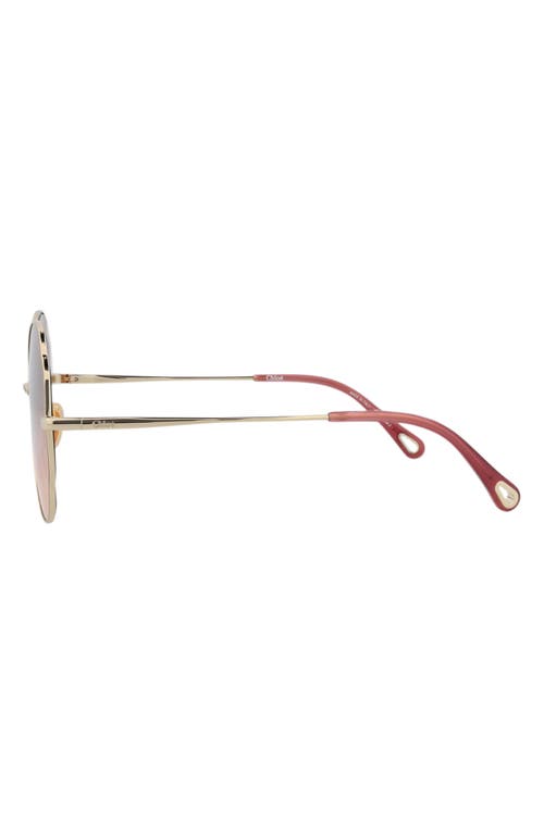 Chloé Core 60mm Round Sunglasses In Gold Gold Red