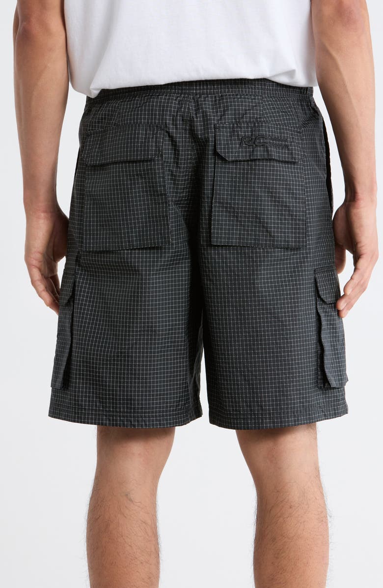 RC Outdoor Supply Tahoe Check Print Nylon Blend Drawstring Cargo Shorts, Alternate, color, Black