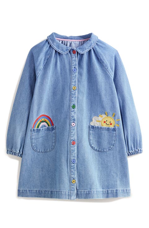 Kids' Appliqué Long Sleeve Denim Shirtdress (Toddler, Little Kid & Big Kid)