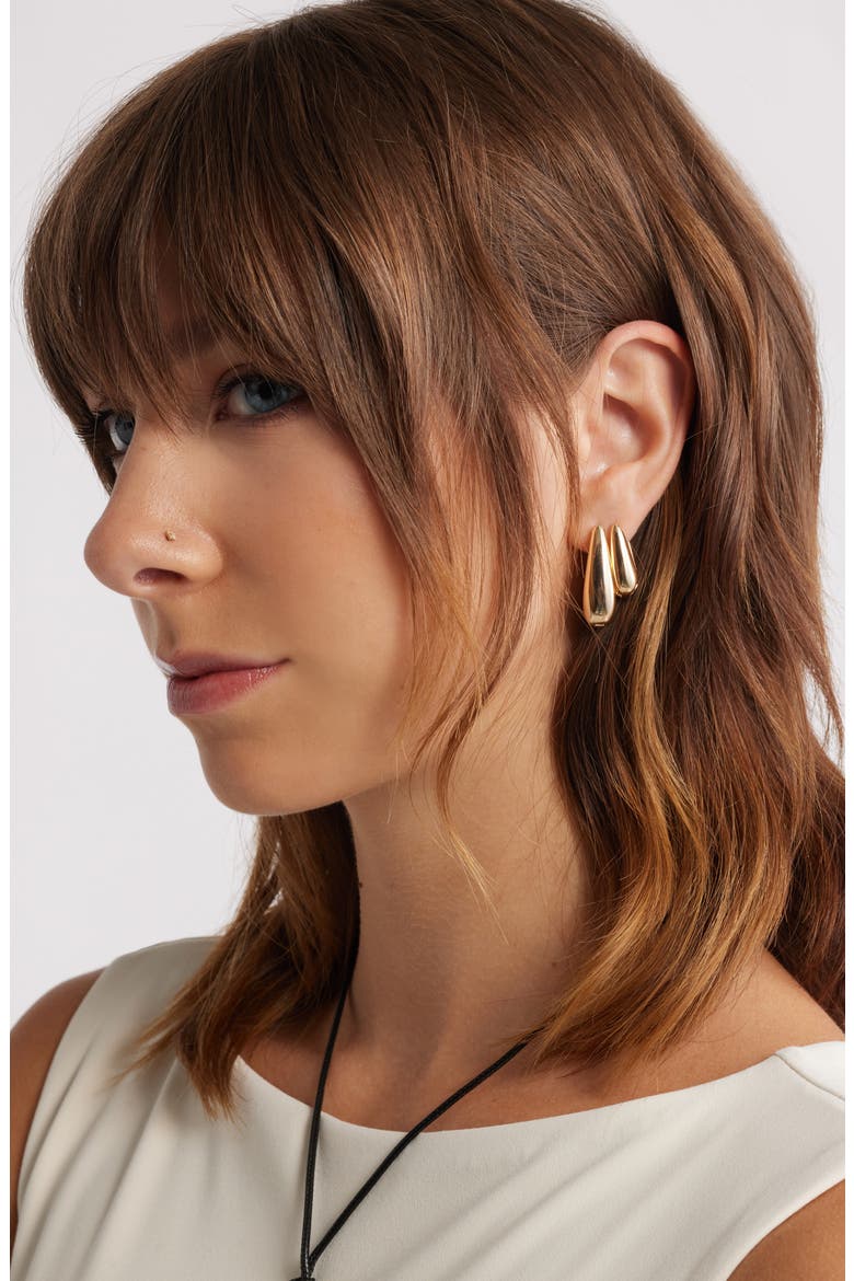 Set of 2 Oval Hoop Earrings, Alternate, color, GOLD