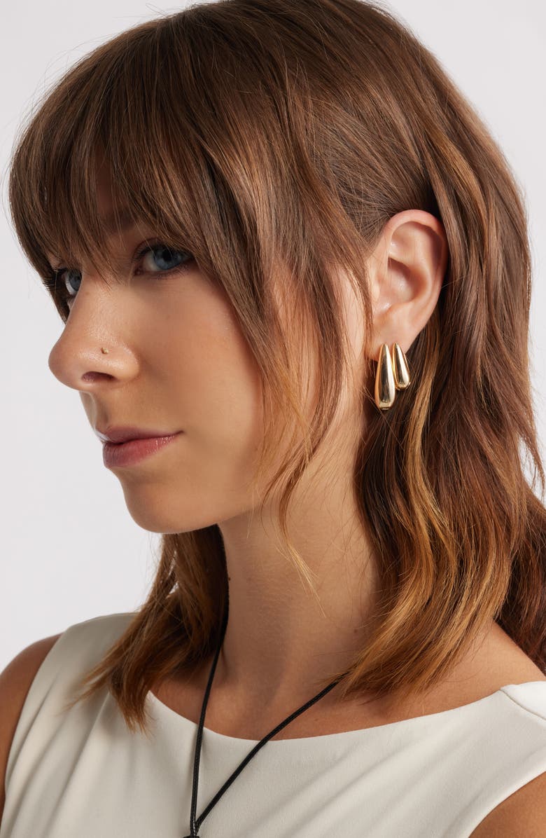 Open Edit Set of 2 Oval Hoop Earrings, Alternate, color, Gold