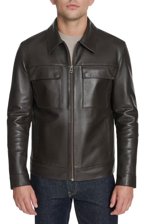Leather Zip Shirt Jacket