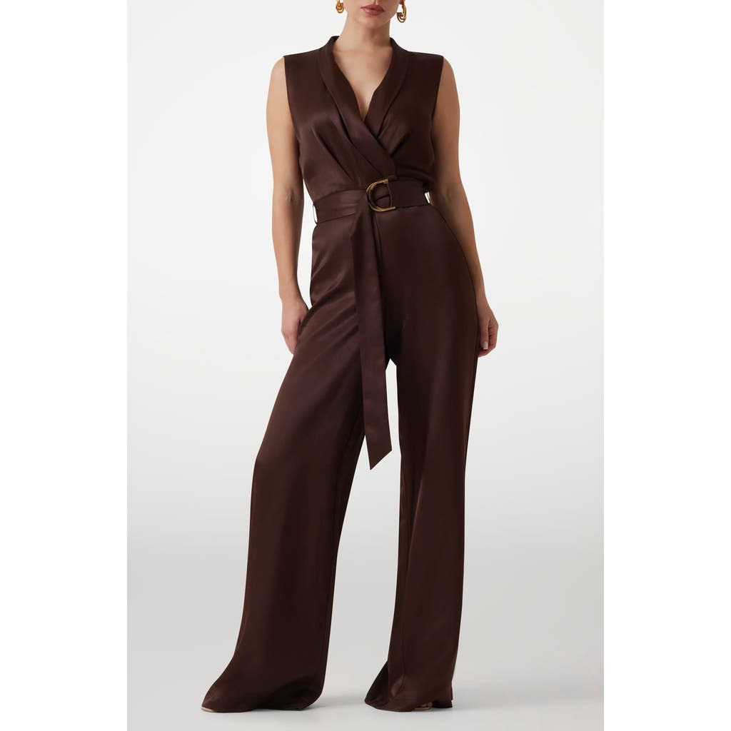 Marciano Iva Surplice V-neck Sleeveless Jumpsuit In Brown