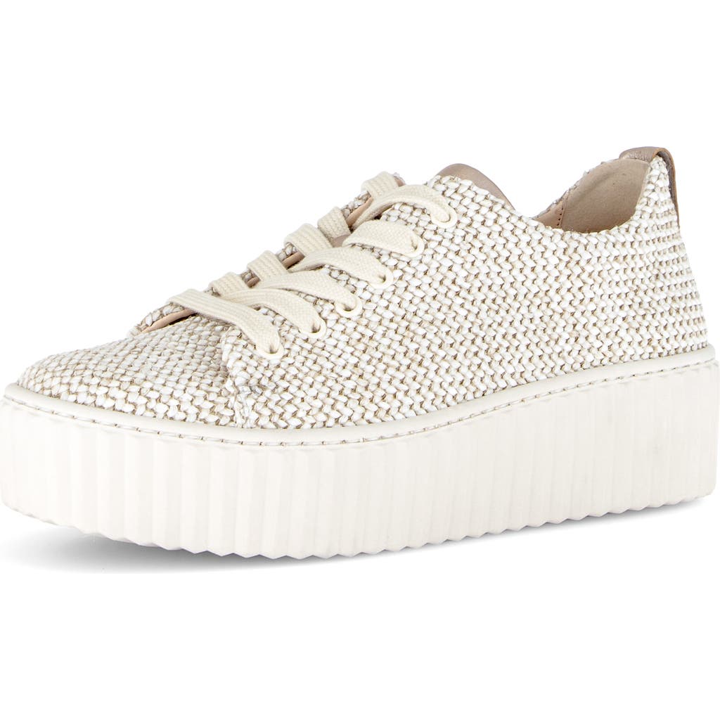 Gabor Woven Platform Sneaker In White