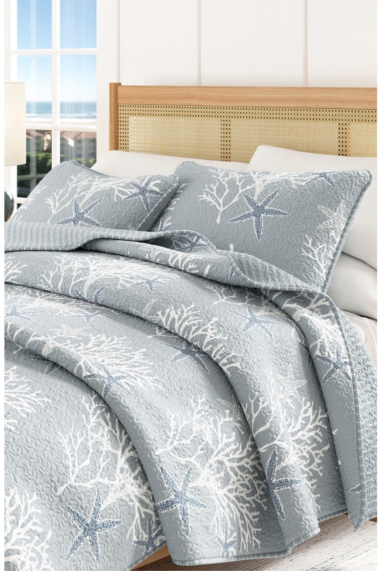 Elevated Coastal Cotton Quilt Set, Main, color, PEARL BLUE