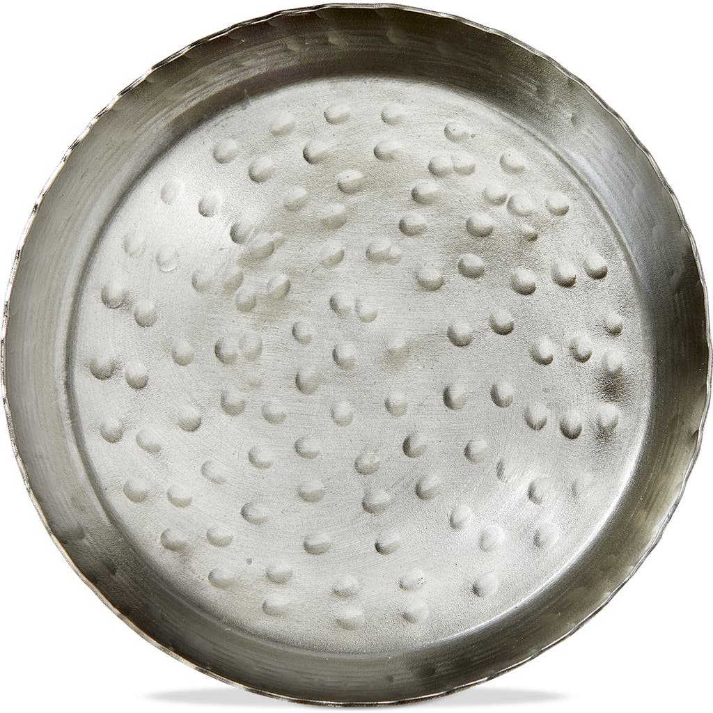 Tag Remi Round Nickel Pillar Plate Candle Holder Everyday Accent In Silver