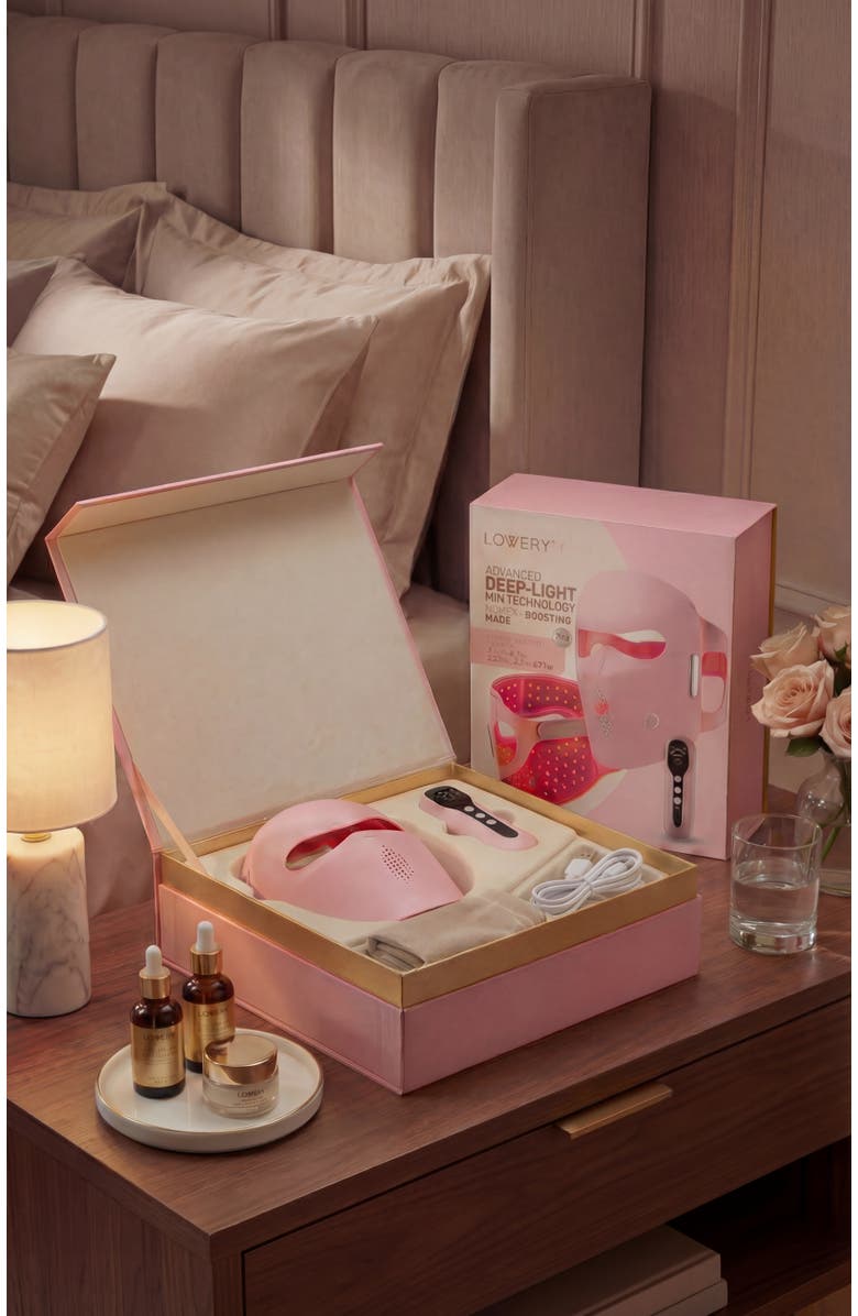 Lovery 4D LED Light Therapy Face & Neck Set with Multiple Wavelengths (1072 nm, 850 nm, 633 nm, 590 nm, 415 nm) - FDA-Cleared Anti-Aging Skin Rejuvenation, Medical-Grade Silicone, Alternate, color, Pink