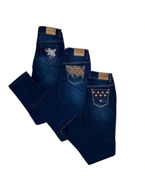 Benben 3 Pack Embroidered Stretch Fit Jeans In Multicolor