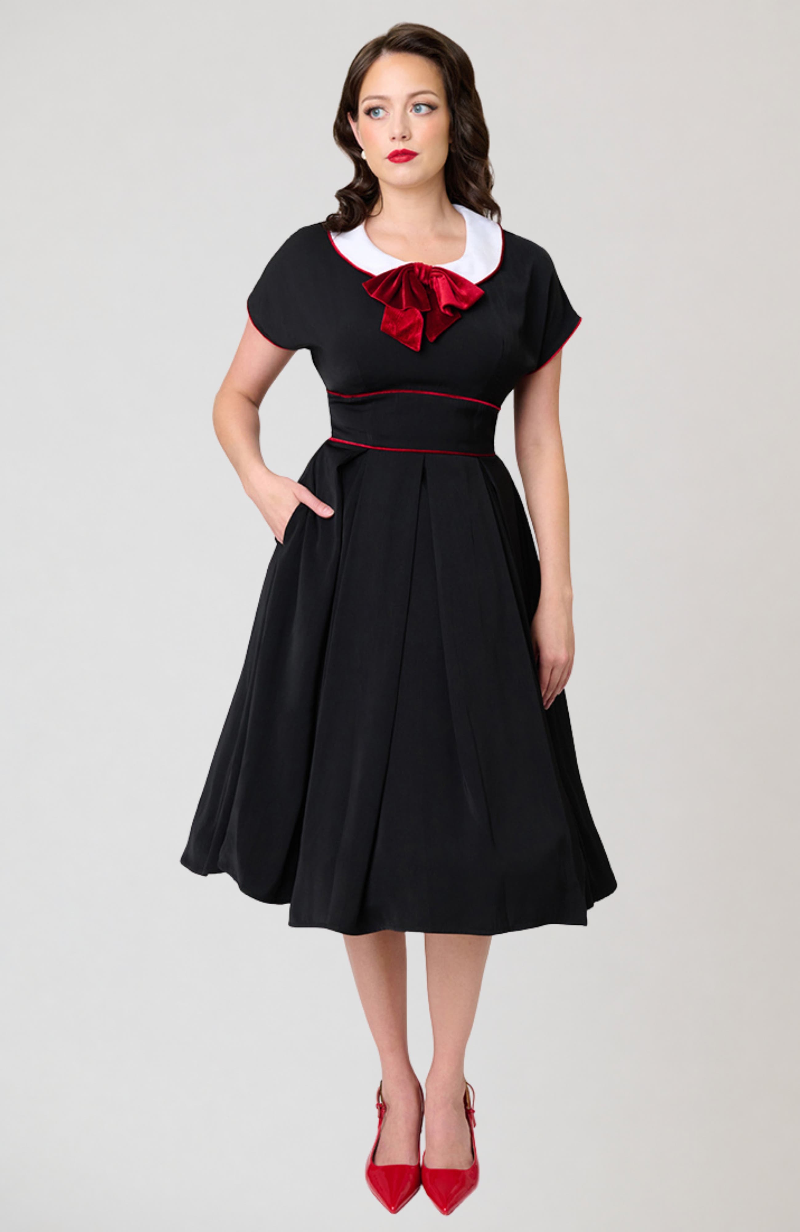 Unique Vintage Peter Pan Collar Pleated Swing Dress (Women) | Nordstrom