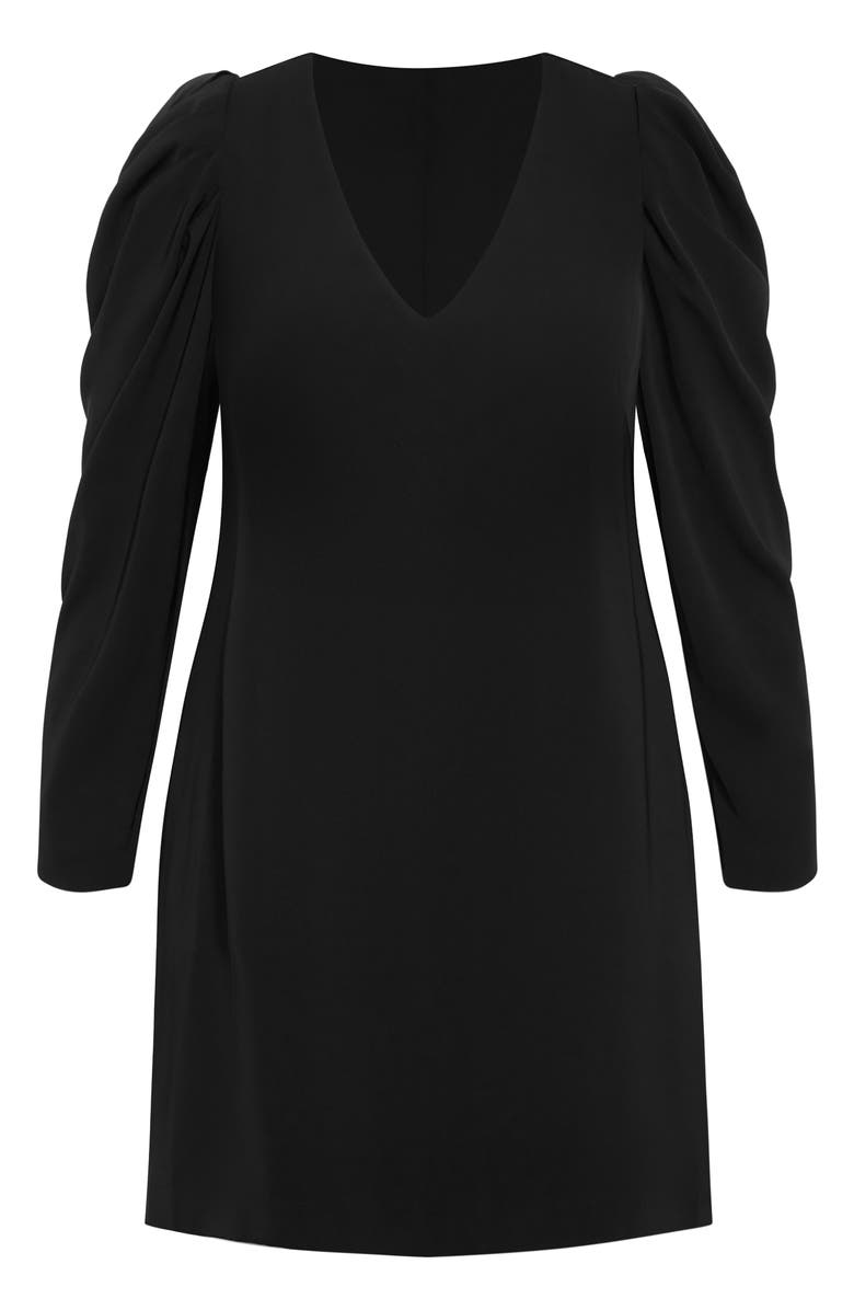 City Chic Drew Puff Shoulder Long Sleeve Dress, Main, color, Black