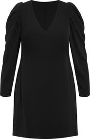 City Chic Drew Puff Shoulder Long Sleeve Dress