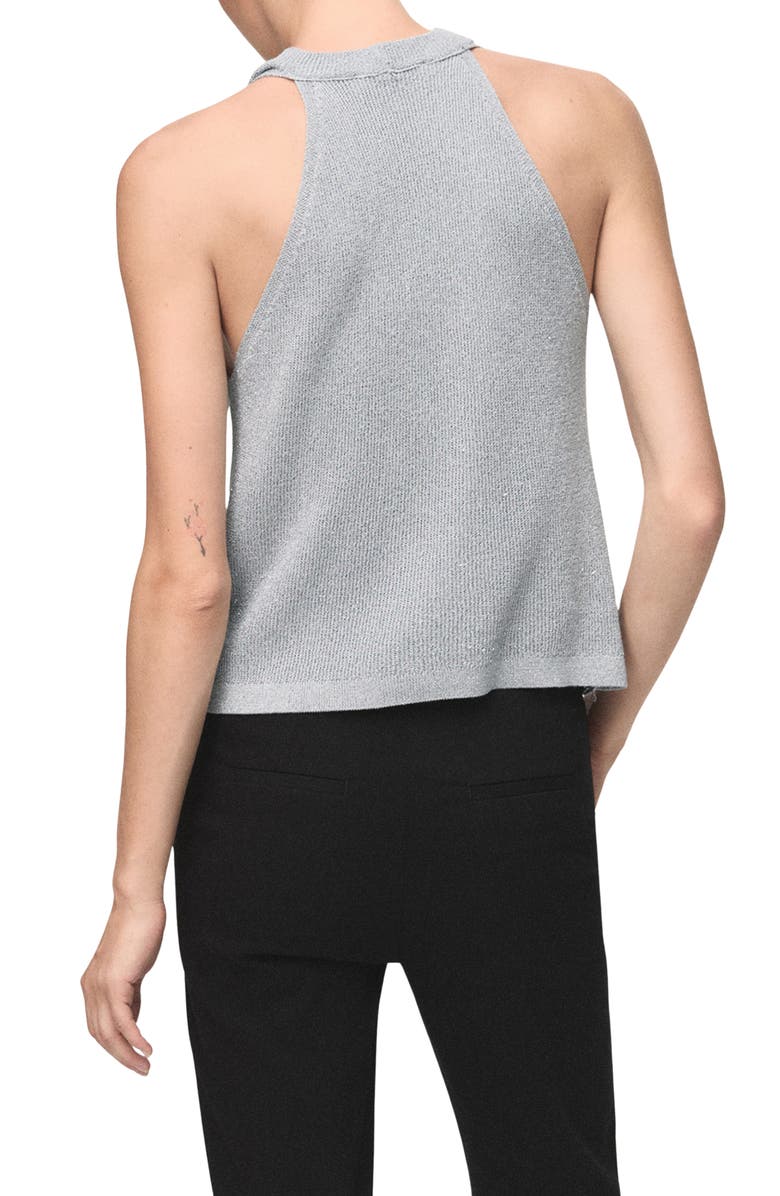 MANGO Metallic Cowl Neck Sweater Vest, Alternate, color, Silver