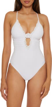 Becca Colette Rosette Plunge One-Piece Swimsuit