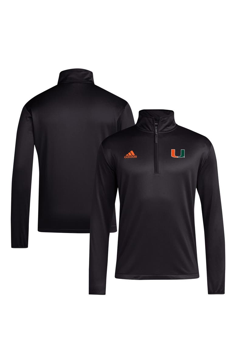 adidas Men's adidas Black Miami Hurricanes 2024 Coaches Sideline Quarter-Zip Top, Main, color, Black