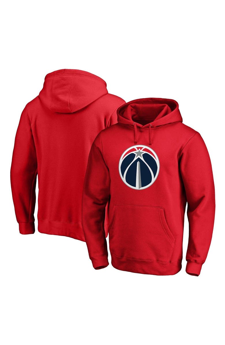 FANATICS Men's Fanatics Branded Red Washington Wizards Icon Primary Logo Fitted Pullover Hoodie, Alternate, color, Red
