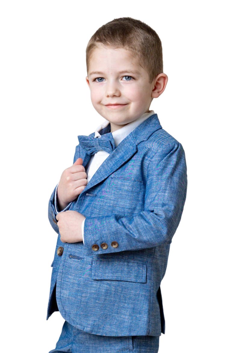 Boys' Organic Chambray Suit Jacket, Kids, Main, color, Blue Chambray