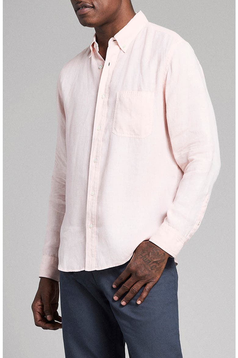Tuscumbia Linen Button-Down Shirt, Alternate, color, BLUSH