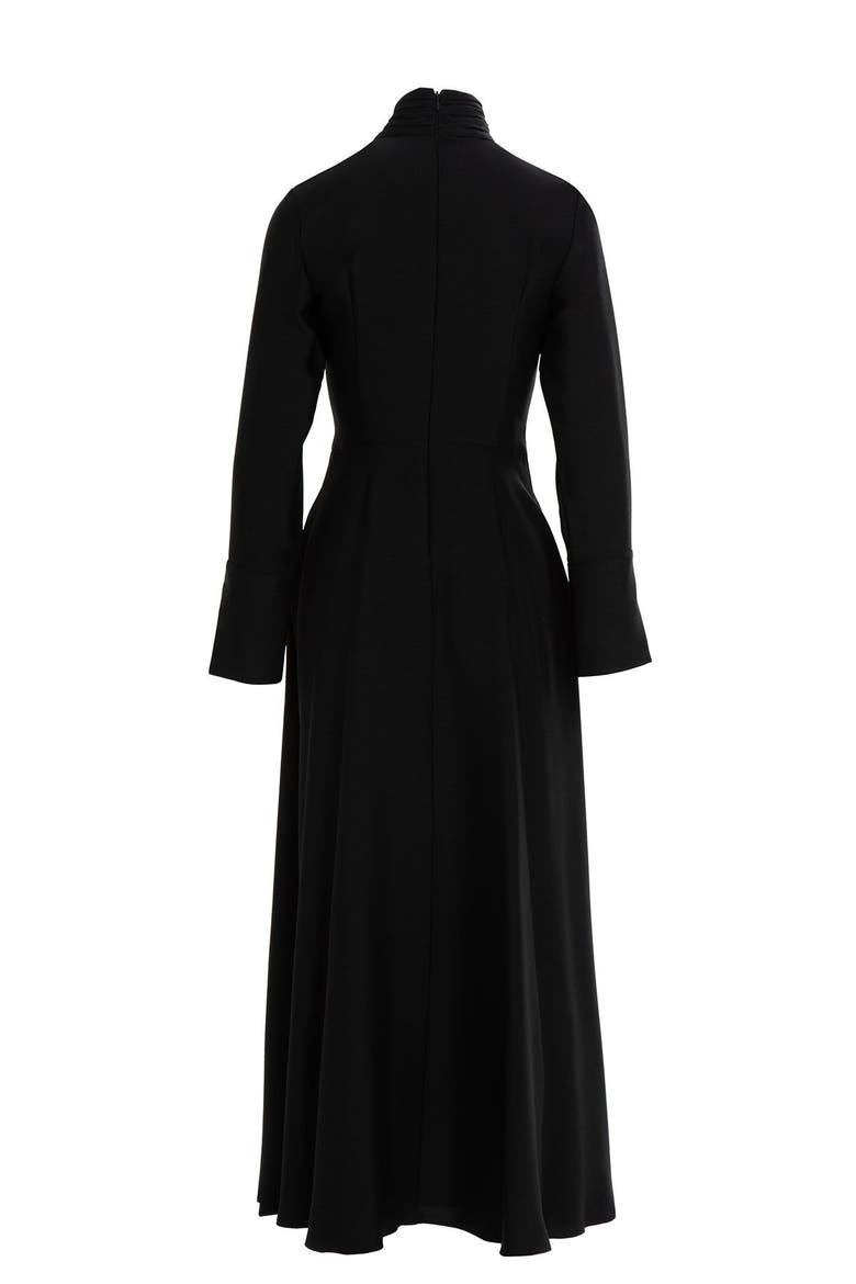 Black Dress with Brooch Detail the Collar, Alternate, color, Black