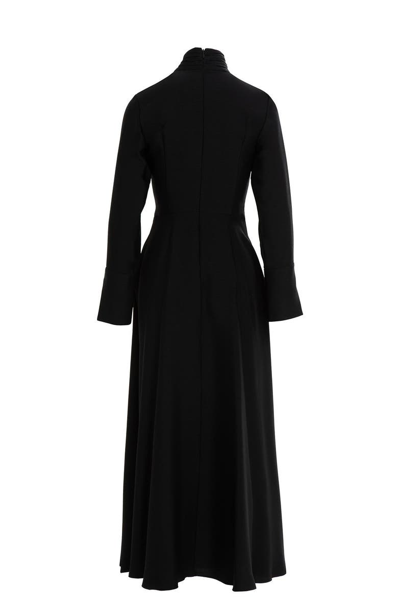 Gizia Black Dress with Brooch Detail the Collar, Alternate, color, Black