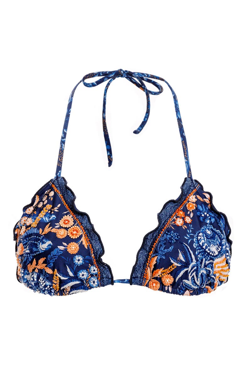 Lolita Azure Beaded Triangle Bikini Top, Alternate, color, BLUE MULTI