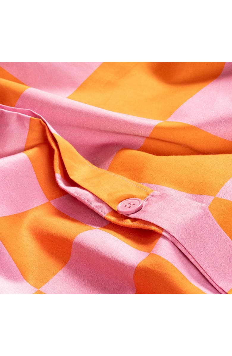 Zsa Zsa Zsu Lahor 300 Tc King Size 100% Cotton Satin Duvet Cover Set 94X87 In Checked, Alternate, color, Orange