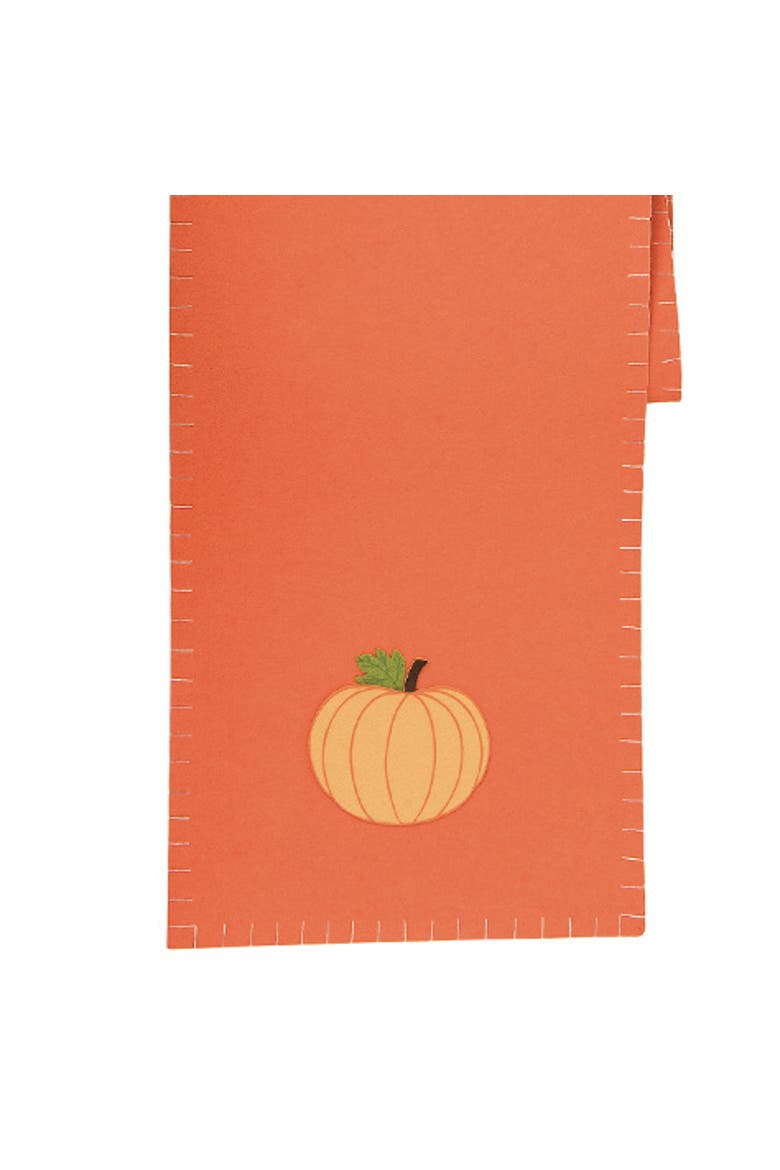 Orange Pumpkin Felt Table Fall Runner 12" x 47.25", Alternate, color, Orange