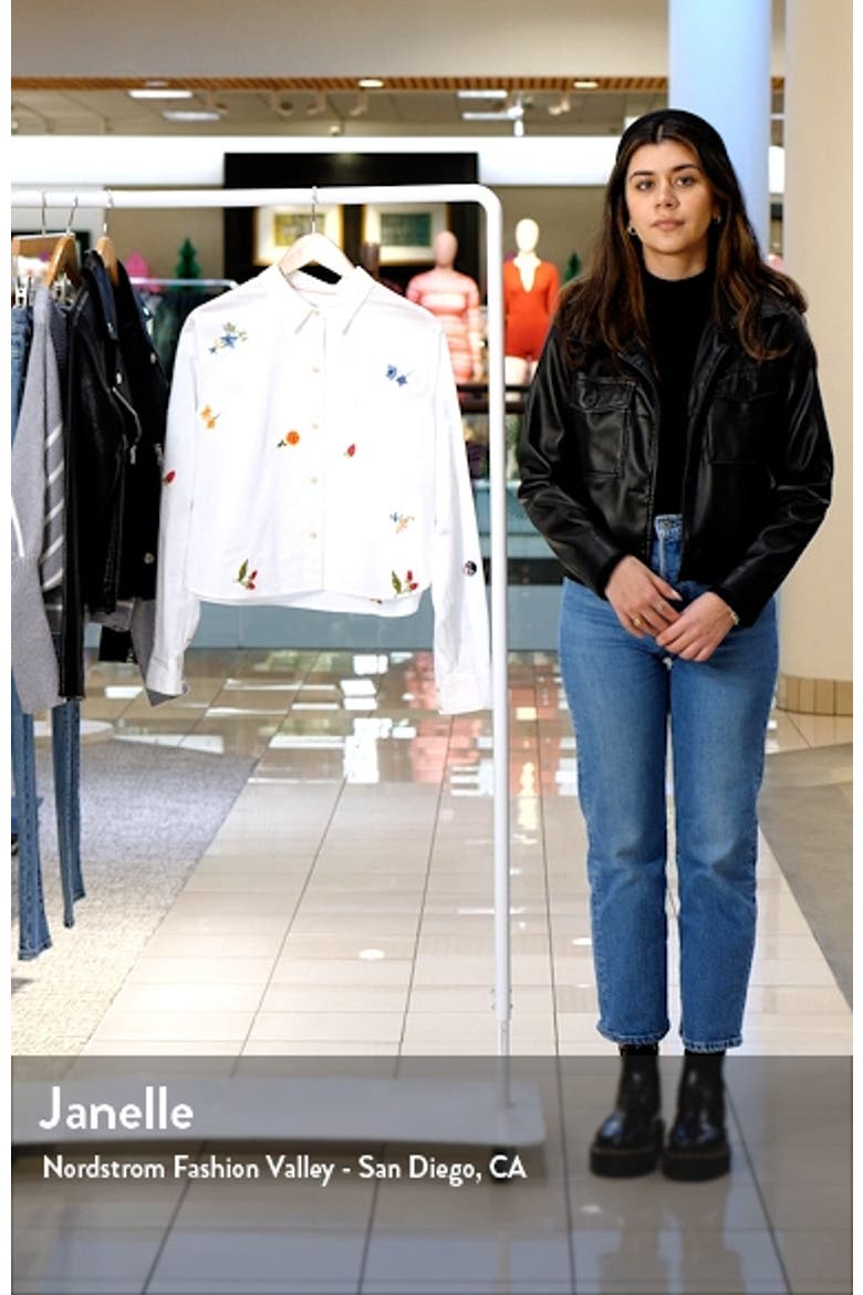 Embroidered Boxy Organic Cotton Crop Button-Up Shirt video
