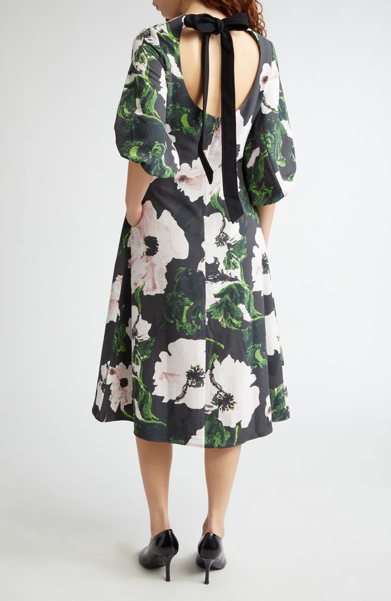 Stine Goya Floral Print Puff Sleeve Midi Dress, Alternate, color, Umber Windflower