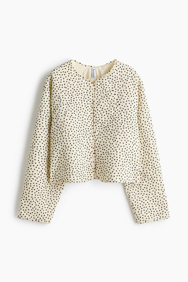 Oversized Quilted Jacket, Alternate, color, Light yellow/dotted