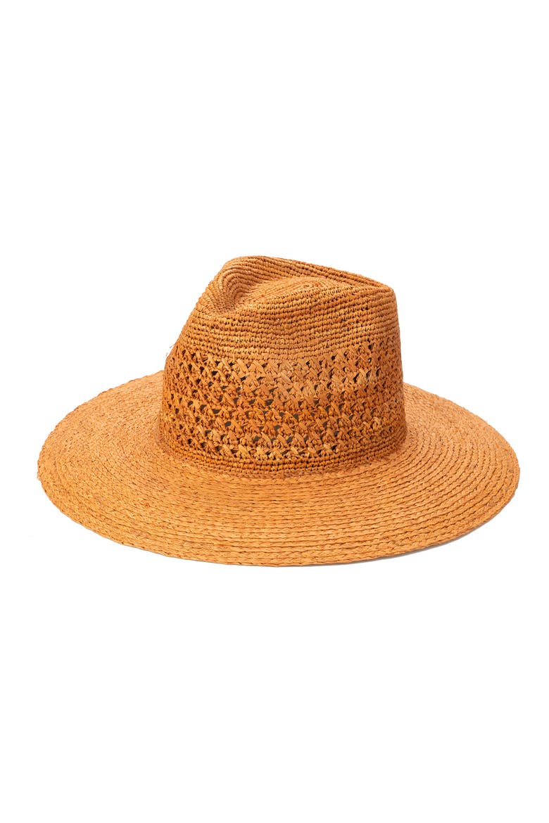 Packable Crochet Raffia Braided Brim Hat, Main, color, RUST