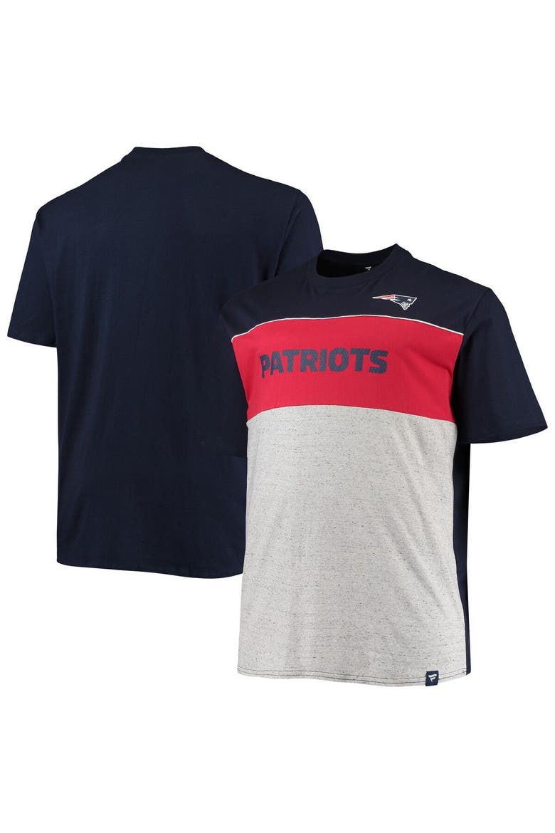 Men's Fanatics Branded Navy/Heathered Gray New England Patriots Big & Tall Color Block T-Shirt, Main, color, Navy