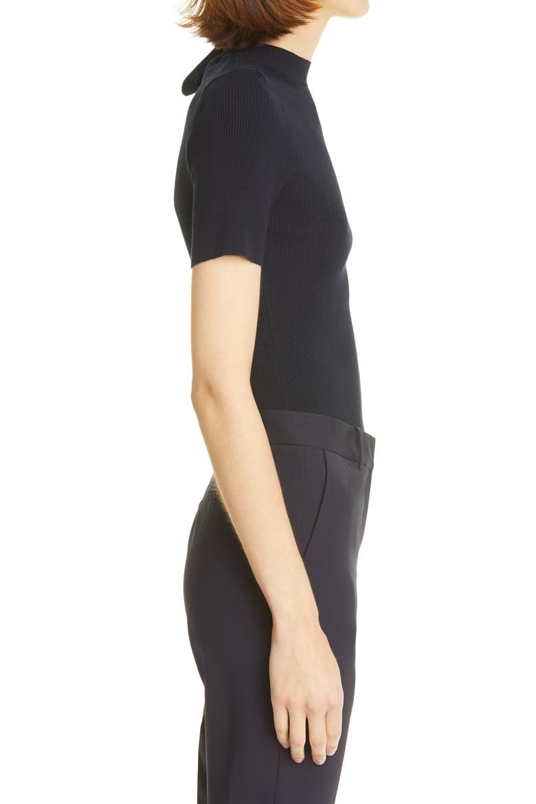 Rib Cutout Tie Detail Silk Sweater, Alternate, color, NAVY