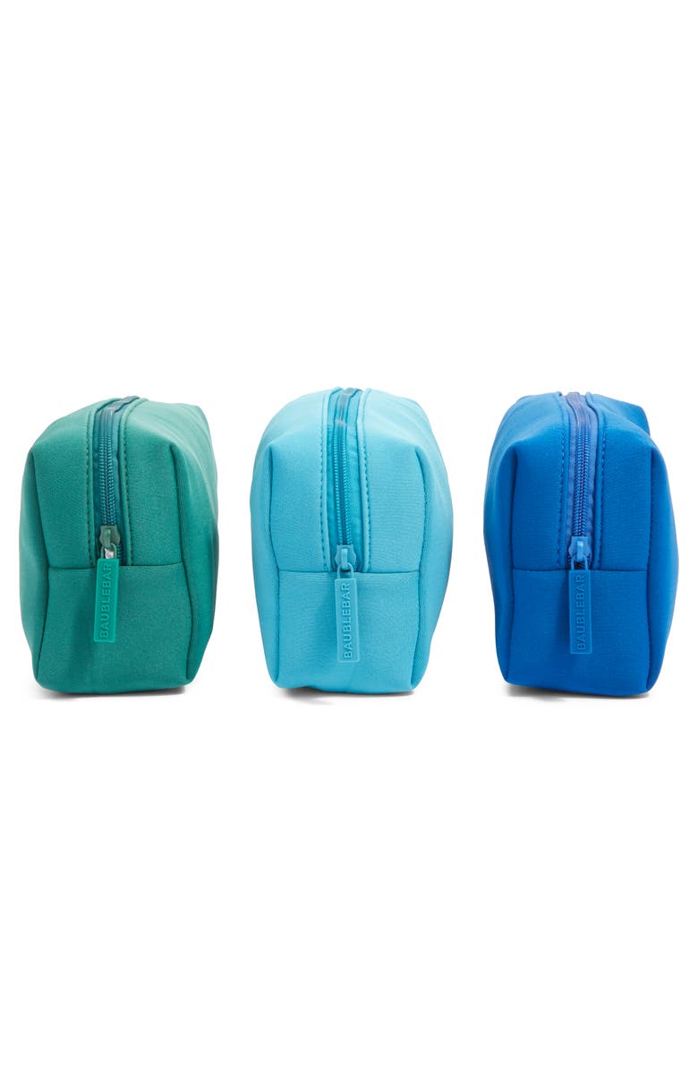 BaubleBar Take It Away Set of 3 Storage Pouches, Alternate, color, Blue