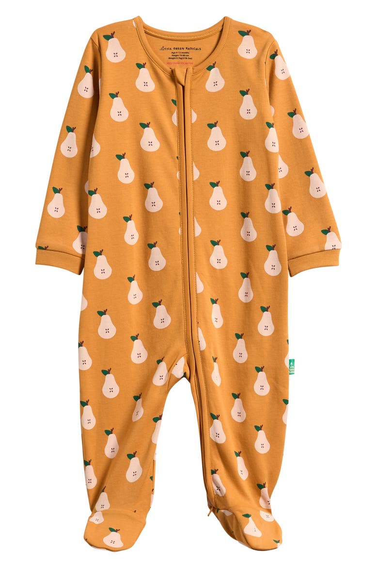 Summer Pears Organic Cotton Footie, Main, color, GOLD