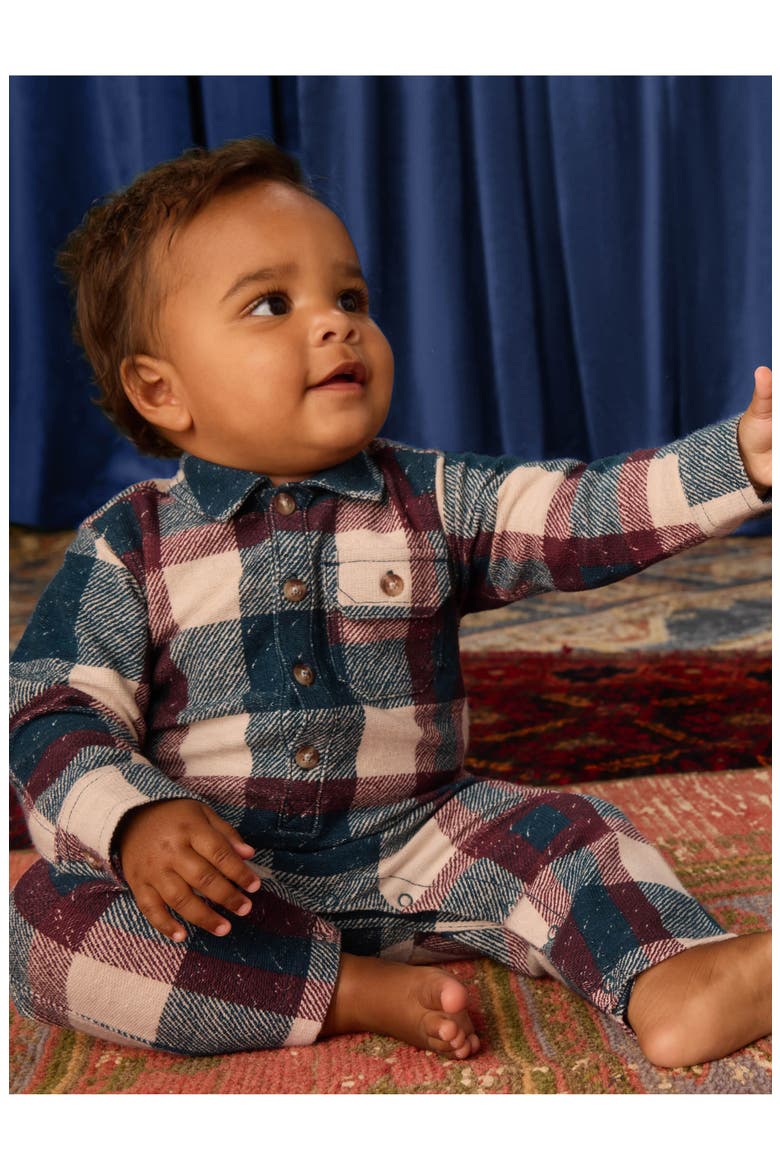 Collared Baby Romper, Alternate, color, Cappadocia Plaid