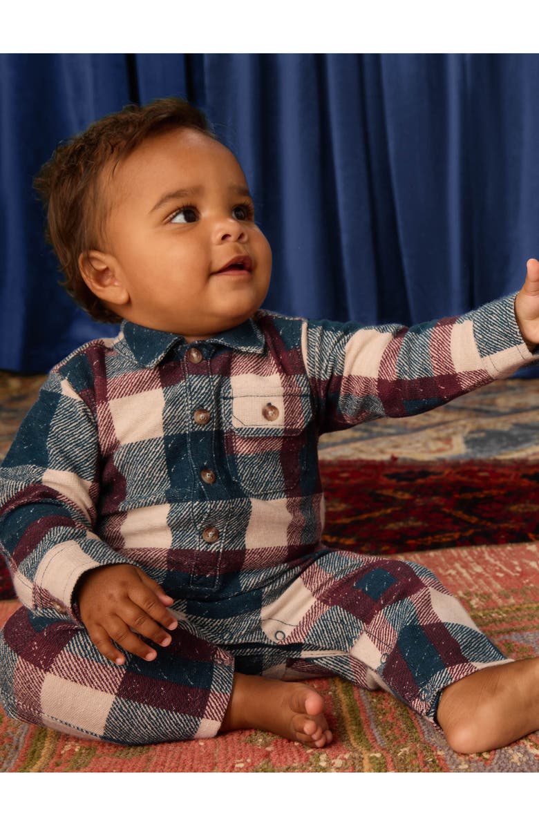 Tea Collection Collared Baby Romper, Alternate, color, Cappadocia Plaid