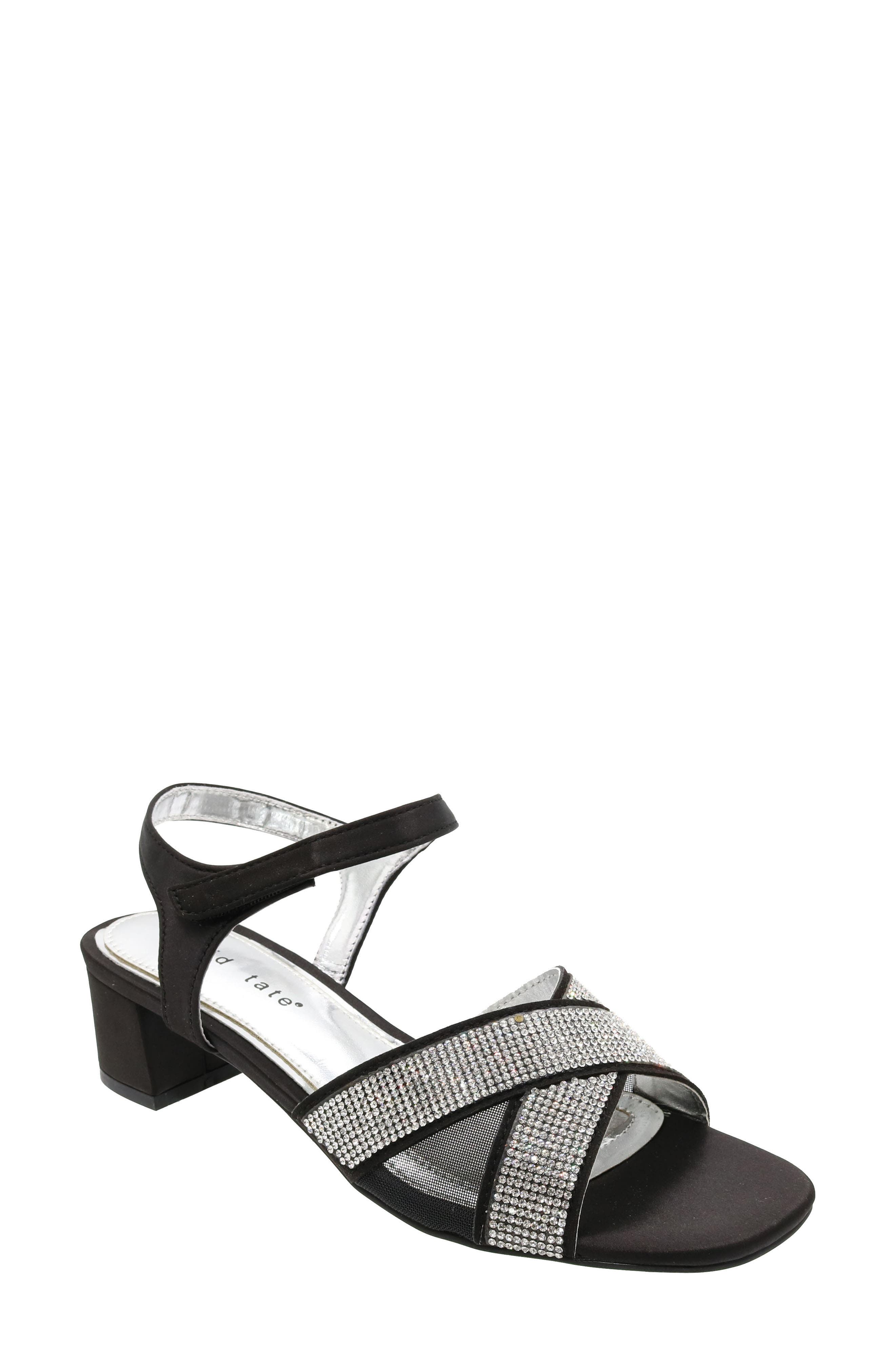 David Tate Holiday Ankle Strap Sandal, Main, color, Black Satin