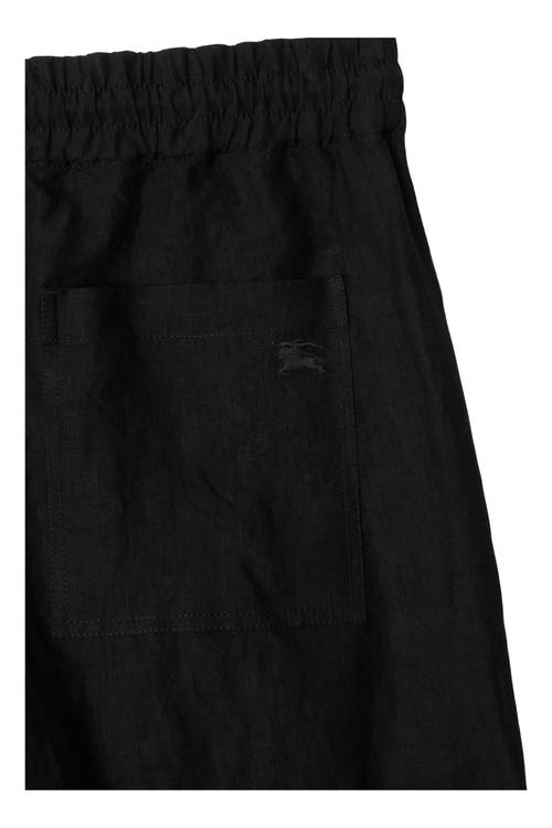 Burberry Mens Black Straight-leg Drawstring Linen Trousers Xl In Black
