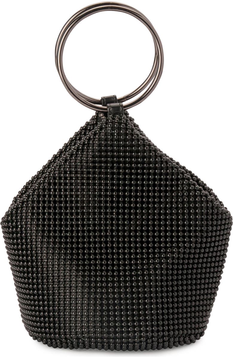 Olga Berg Bianca Mesh Bucket Bag, Main, color, Black